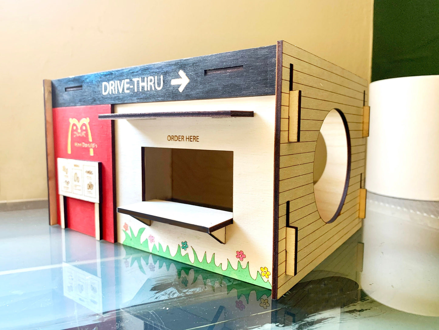 Hamster hideout/ Restaurant drive thru house/Hamster cage accessories/ mini pet house/hamster cage deco